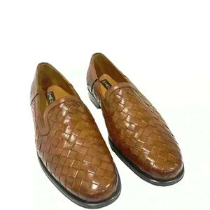 Mezlan Sonoma Men Brown Leather Woven Basket Penny Loafers Slip On Shoes 11.5 M